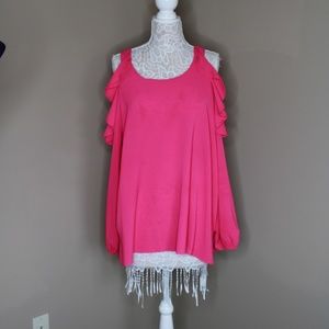 Cold-Shoulder Top: Hot Pink